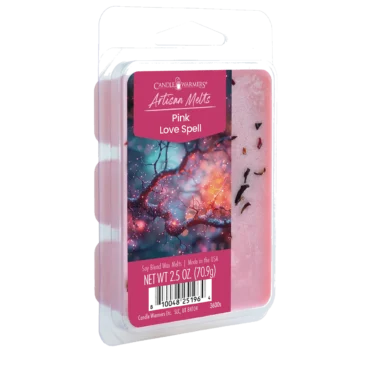Pink Love Spell Artisan Wax Melts by Candle Warmers Etc. A luxurious bouquet of delicate florals, sweetened with hints of fruits. 100% Soy Wax.
