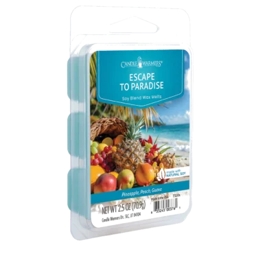 ESCAPE TO PARADISE FRAGRANCE: Sea salted driftwood, warm sands, windswept grasses, and a hint of sugared papaya. TOP NOTES: Peach, Tropical, MID NOTES: Citrus, Guava BASE NOTES: Woody