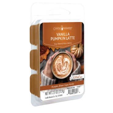 Vanilla Pumpkin Latte: Elevate your space with the irresistible scent of our Vanilla Pumpkin Latte Wax Melt. Immerse yourself in the comforting aroma of warm pumpkin and creamy vanilla cream, kissed with a sprinkle of crystalized sugar. Enjoy the delightful harmony of top notes featuring pumpkin and pecan praline, accompanied by the inviting blend of nutmeg, cinnamon, and caramel in the middle notes. The base notes of brown sugar and vanilla provide a soothing and decadent foundation, creating a cozy and relaxing ambiance in any room. TOP NOTES: Pumpkin, Pecan Praline MID NOTES: Nutmeg, Cinnamon, Sweet Potato, Caramel BASE NOTES: Brown Sugar, Vanilla
Melts are made of soy wax, which is both biodegradable and sustainably sourced. Each 2.5 oz melt wax has a melt time of 30 hours.
Classic Wax Fragrances contain both fine fragrances and natural ingredients. Our soy wax holds a high fragrance load and is proudly poured in the USA!
Wax melts offer a no flame, no soot, no smoke sensory experience. Pair with one of our Candle Warmers Etc. Fragrance Warmers, available in a variety of styles and colors.
2.5 oz of wax is poured into a plastic tray that divides wax into 6 cubes. Tray can be used for wax-cooling and remelting your wax later!Melts are made of soy wax, which is both biodegradable and sustainably sourced. Each 2.5 oz melt wax has a melt time of 30 hours.
Classic Wax Fragrances contain both fine fragrances and natural ingredients. Our soy wax holds a high fragrance load and is proudly poured in the USA!
Wax melts offer a no flame, no soot, no smoke sensory experience. Pair with one of our Candle Warmers Etc. Fragrance Warmers, available in a variety of styles and colors.
2.5 oz of wax is poured into a plastic tray that divides wax into 6 cubes. Tray can be used for wax-cooling and remelting your wax later!