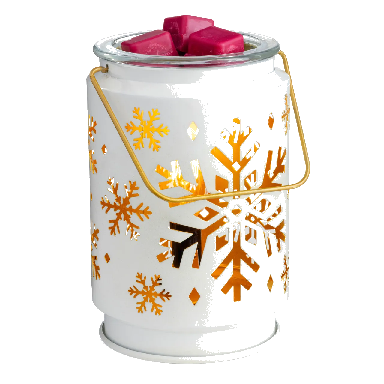 low away, winter blues! Our vintage Snowflake Illumination Fragrance Warmer will fill your home with fine fragrance and an enchanting ambiance. The vintage tin can styling was designed as a nod to holiday memories, and paired with soft illumination to transform any space into a winter wonderland.