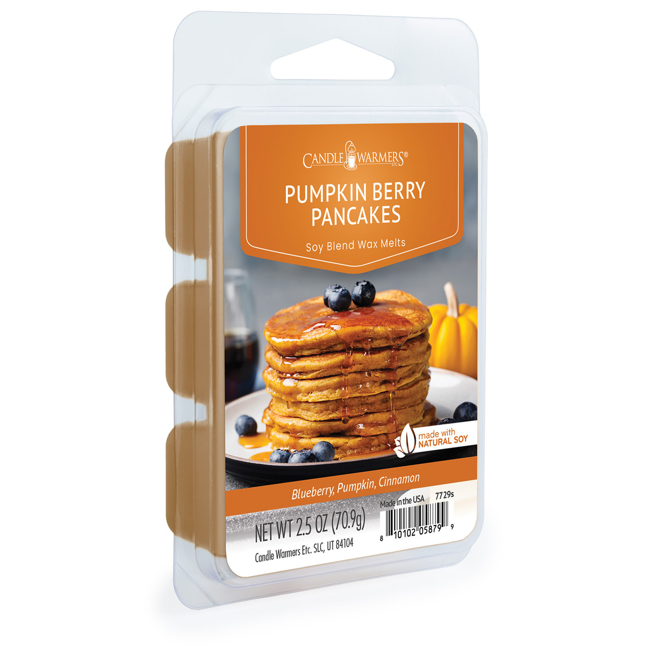 FRAGRANCE: Savor the cozy aroma of Pumpkin Berry Pancakes, where rich pumpkin blends with wild blueberries, and creamy vanilla. A medley of comforting spices adds depth, evoking the scent of fresh pancakes sizzling on a chilly morning—filling your home with sweet, spiced, buttery goodness. TOP NOTES: Blueberry, Currant, Citrus MID NOTES: Blueberry, Pumpkin, Cinnamon, Clove BASE NOTES: Pumpkin, Spice, Vanilla