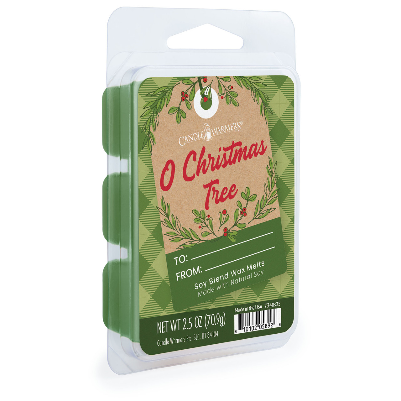Bring home the magic of the holidays with O Christmas Tree. This festive wax melt captures the nostalgic scent of fresh pine, with crisp fir needle, leafy greens, a touch of spice, and soft musk. Fresh and joyfully evergreen, it brings the peaceful charm of winter woods to your home—perfect for decking the halls in holiday spirit. TOP NOTES: Invigorating Green Highlights, Fir Needle, Sprinkle of Spice MID NOTES: Balsam Peru, Leafy Greens, Splash of Fruit, Earthy Accents BASE NOTES: Gentle Musk, Warm Woods, Caramelized Sugar, Soft Powder