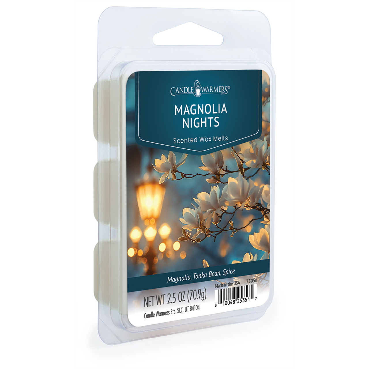 Set a sultry, serene mood with Magnolia Nights 2.5oz Wax Melts. Lush magnolia and warm tonka bean are accented with subtle spice for a comforting, captivating atmosphere.